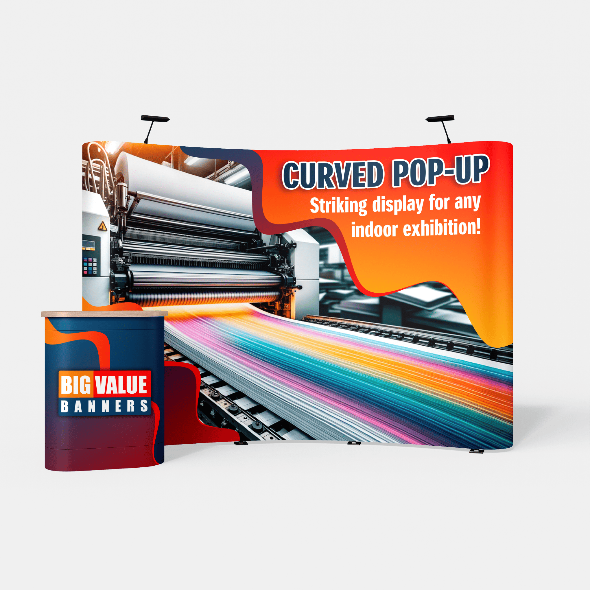 Curved pop up display 72x72 Indoor Banner Stand - 3x3 Curved Pop Up - Image 1
